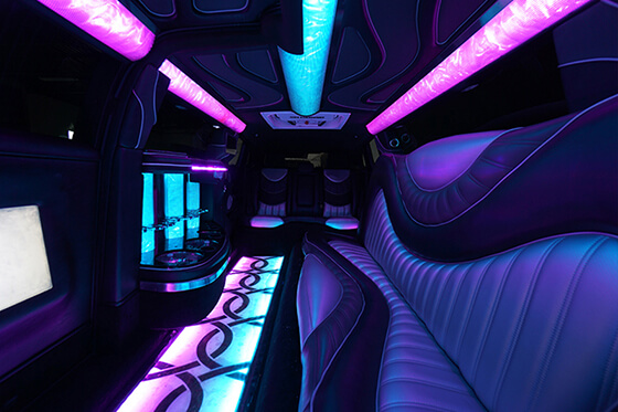 built-in bar in limo