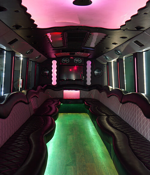 Inside our Indianapolis party bus rentals